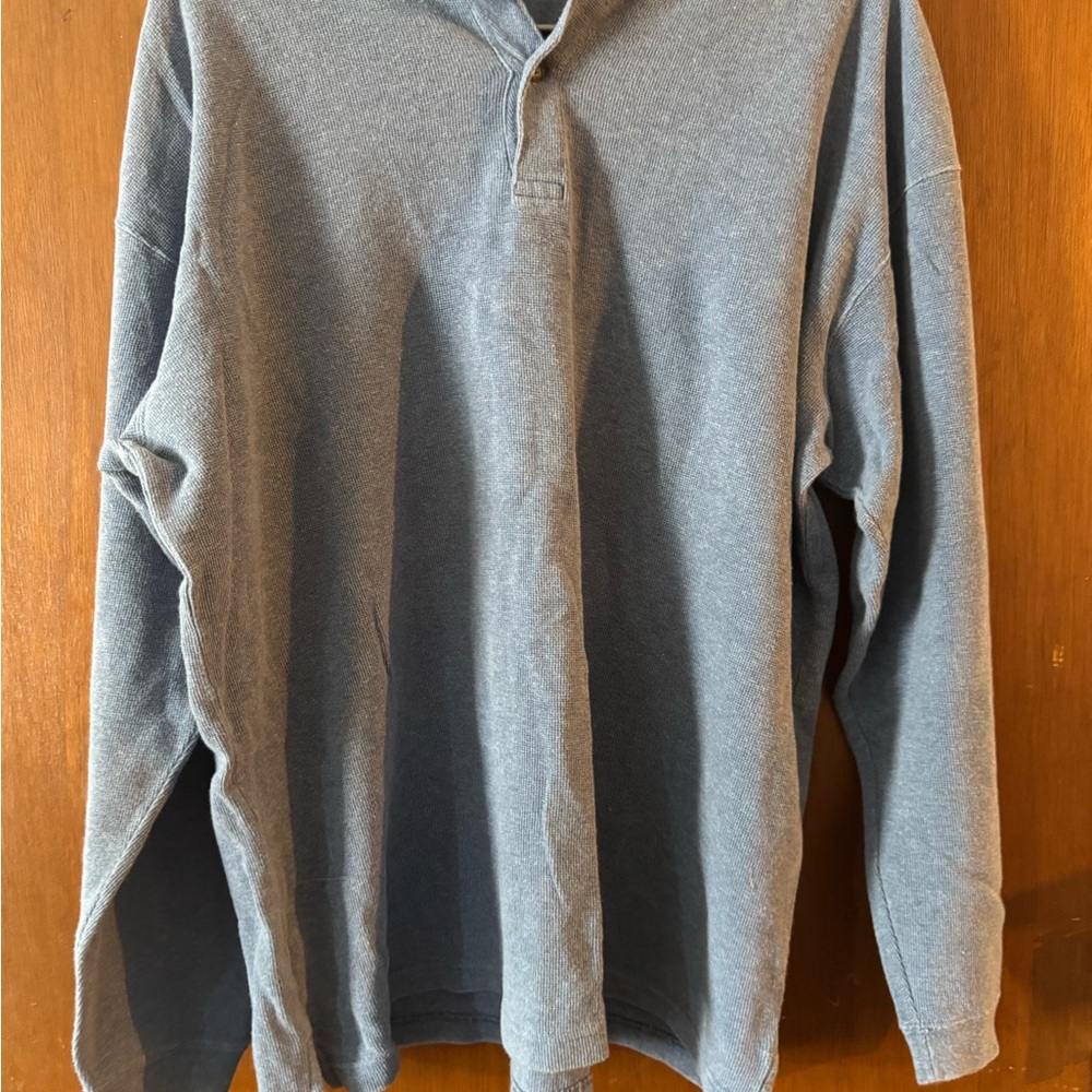 John ashford Blue Long Sleeve Henley Shirt (slightly thick)